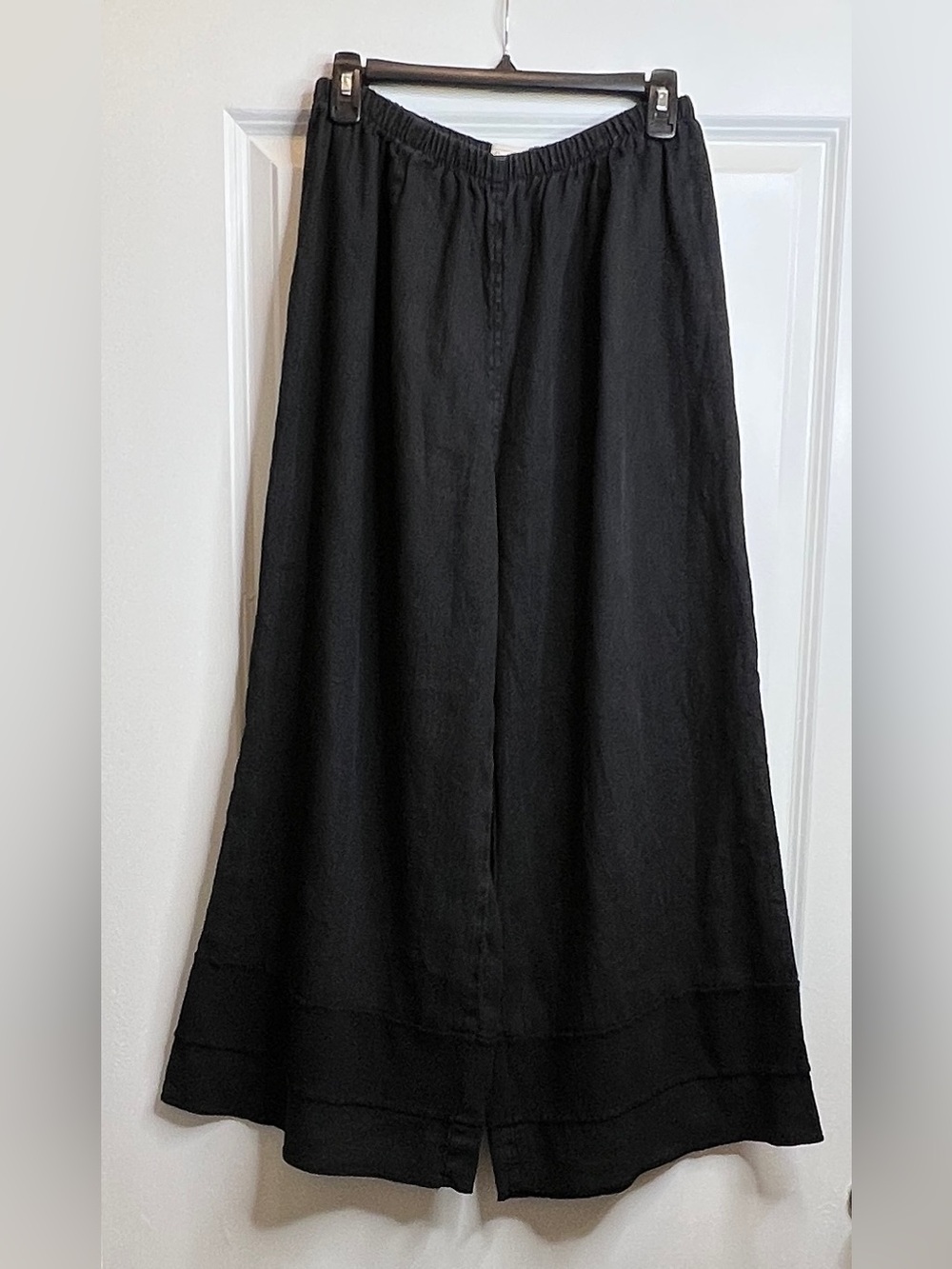 Bodil Black 100% Linen Wide Leg Lagenlook Pants Size Small Vintage USA